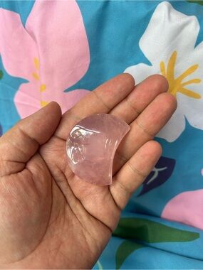 Rose Quartz Crescent Palm Stone - Pink Healing Crystal moon